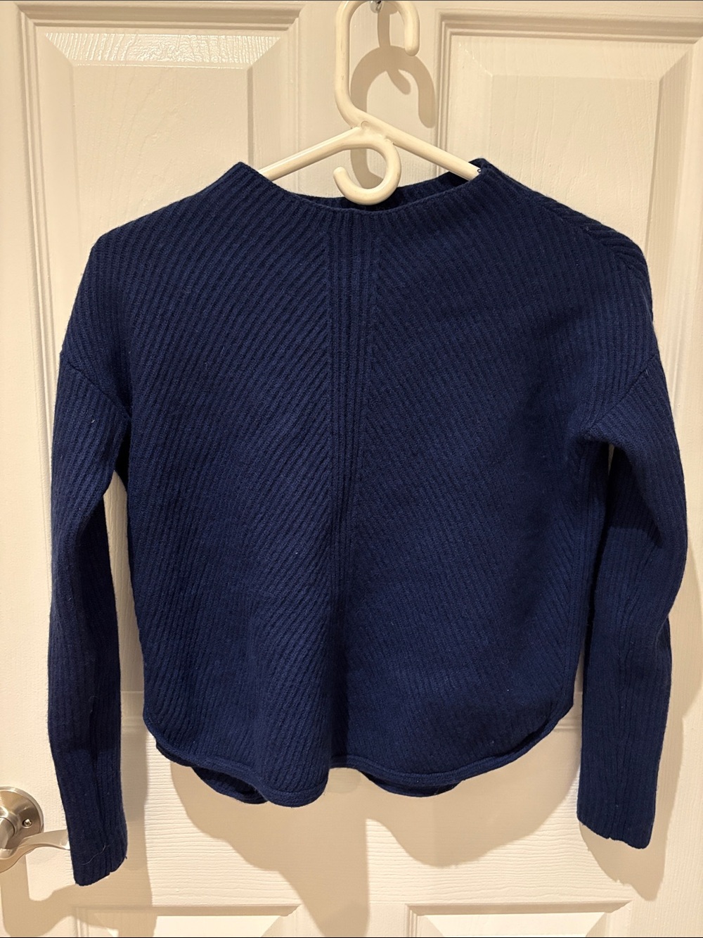 Babaton Navy Ribbed Crewneck Sweater